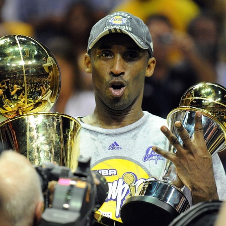 Kobe Bryant celebrates his 4th championship
